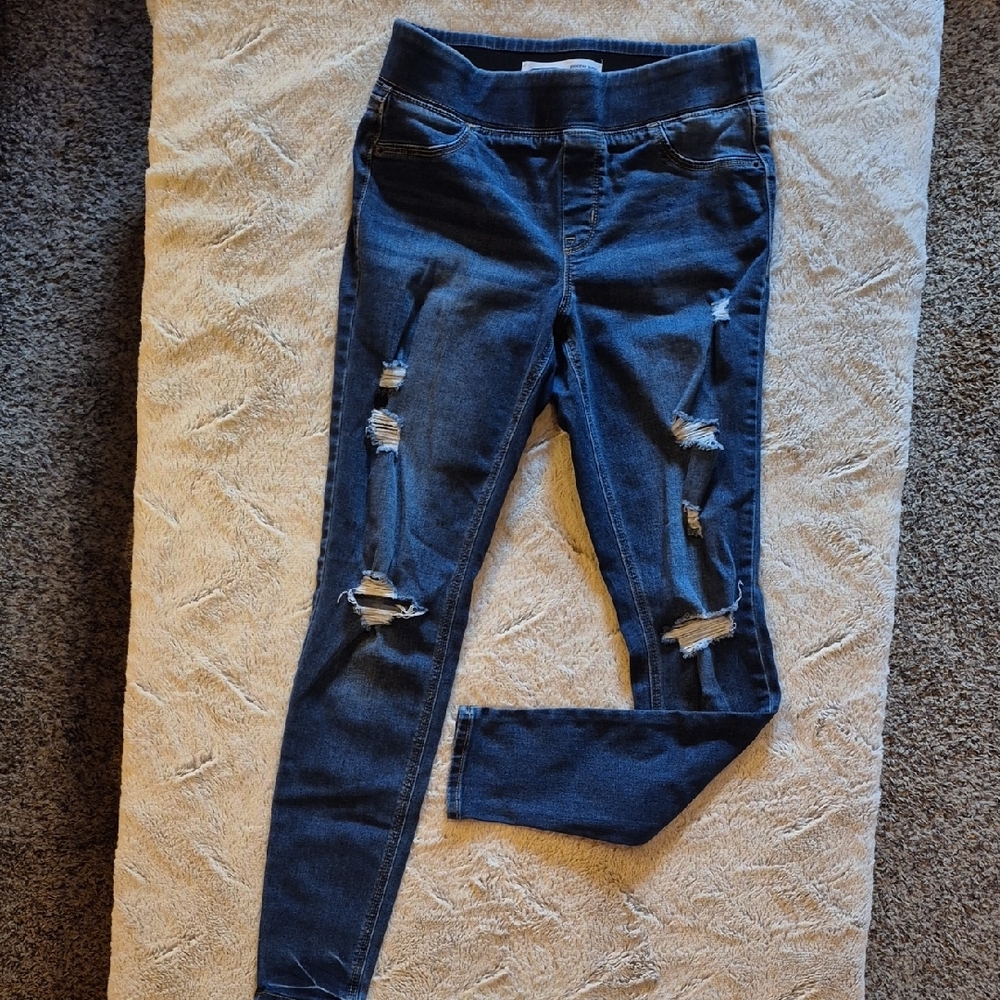 Old Navy Rockstar Skinny Jeggings Size 4, Pull On Distressed